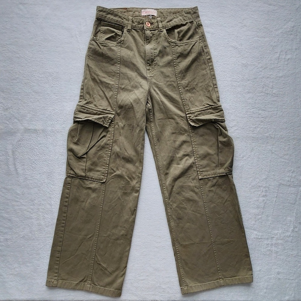 ONLY Wide‎ Leg Cargo Pants Womens Medium 30W 29L Utility Denim Olive Streetwear